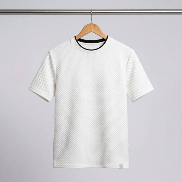 Men's White Waffle-Knit Oversized T-Shirt